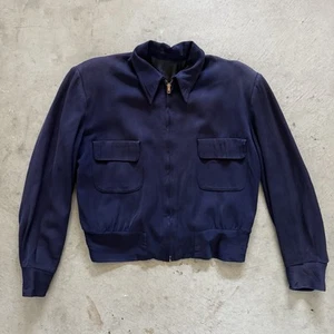 VINTAGE 1950s GABARDINE RICKY JACKET ROCKABILLY DARK BLUE SIZE M/L - Picture 1 of 17