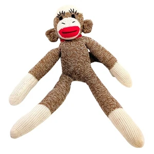 Super Sock Monkey Plush Stuffed Animal Mitch Mitchell Made in USA Vintage Toy - Picture 1 of 5