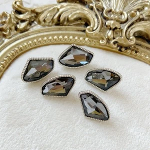 5pcs 17x11mm Shiny silver rhinestone gems irregular clothing shank button sewing - Picture 1 of 3
