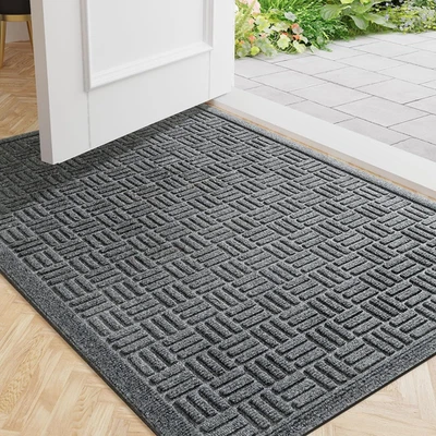 Front Door Mat Indoor Outdoor Entrance Dirt Trapping Outdoor 29.5" X 17" Grey - Image 1 of 4