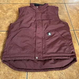 Carhartt Mens V27 RDW Nylon Insulated Vest Water Repellant Maroon Red Large - Picture 1 of 9