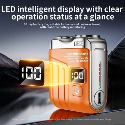 Electric Smart Shaver Mini Dual Blade Digital Display Rechargeable Shave - Image 1 of 4