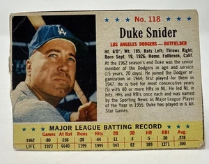 1963 Post Cereal Baseball  #118 Duke Snider Los Angeles Dodgers - Picture 1 of 5
