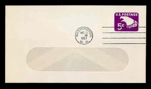 U550a 5c WINDOW "TAGGED" ENVELOPE FDC- UNCACHETED - Picture 1 of 2