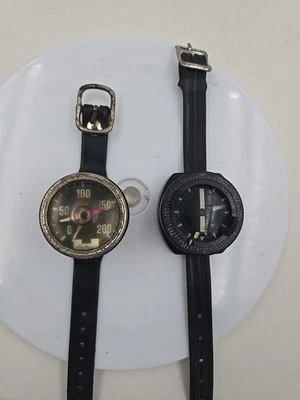 VINTAGE US DIVERS WRIST DEPTH GAUGE X 2 Untested As Is Diving Dive  - Image 1 of 4