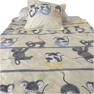 Edredón o edredón doble vintage de ratón amarillo francés y funda falsa europea Foto 1 de 3