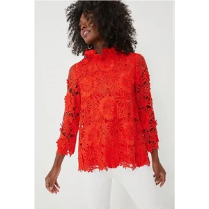 Blusa TUCKERNUCK Rojo Guipur Encaje Faye Nueva con Etiquetas Talla XS. - Imagen 1 de 12