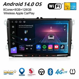 9" Android 14 DAB+ Autoradio Navi Für VW Golf 5/6 Passat Jetta Tiguan Skoda SEAT - Bild 1 von 22