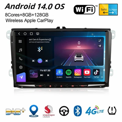 9" Android 14 DAB+ Autoradio Navi Für VW Golf 5/6 Passat Jetta Tiguan Skoda SEAT - Bild 1 von 4