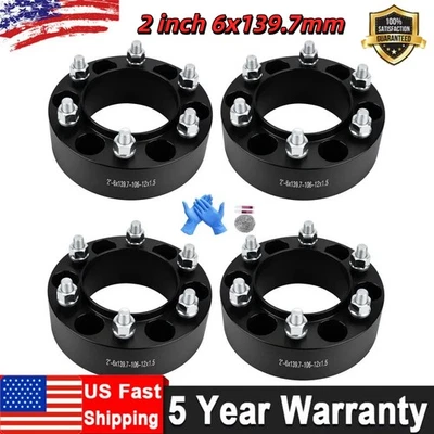 4X 2'' 6x5.5 Wheel Spacers 6x139.7 M12x1.5 for Tacoma 4Runner FJ Cruiser Sequoia - Image 1 of 4