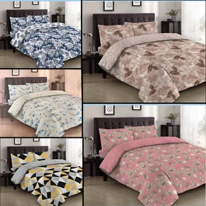 4 Pc Complete Bedding Duvet Quilt Cover Set , Fitted Bed Sheet & Pillowcases - Picture 1 of 21
