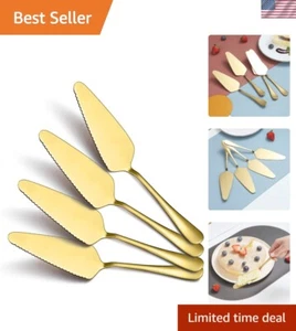 Elegant Wedding Cake Knife & Server Set - Rust-Proof Stainless Steel Gold Plated - Picture 1 of 11