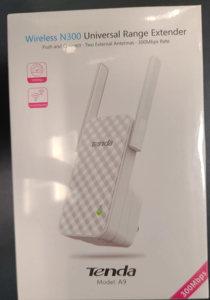 Tenda A9 N300 Universal Range Extender, Broadband/Wi-Fi Extender, Wi-Fi Booster - Image 1 of 1