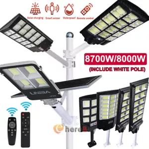 Solar Street Lights Pathway Motion Sensor 8700W LED Bulb Outdoor Lamp Waterproof - Picture 1 of 95