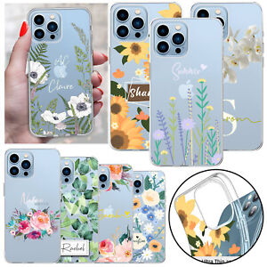 Flower Personalised Case For iPhone 14 13 Pro Max 12 11 15 SE 8 Slim Phone Cover