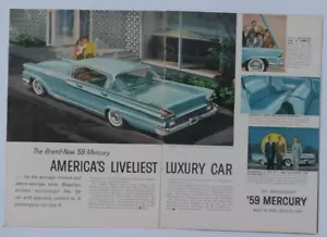1959 Mercury Montclair Vintage 4 Dr Hardtop Cruiser Original Print Ad 2 Page - Picture 1 of 7