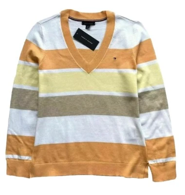 Suéter Tommy Hilfiger para mujer a rayas con cuello en V  Foto 1 de 3