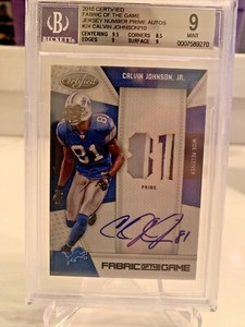 Calvin Johnson 2010 Certified Fabric of the Game Jersey Number Prime Auto /10