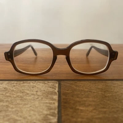 Vintage Eyeglasses Frame USS Brown Nerd Frames 50-18 4 1/4 5 1/2 Military BCG - Image 1 of 4