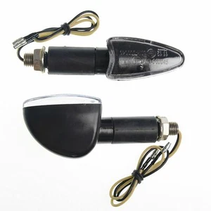 Coppia Indicatori Direzione Frecce Moto Universali Sport Naked Scooter Nero - Picture 1 of 1