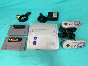 Super Nintendo SNES Jr Console *Tested & Working BUT READ!!* + 2 Ctrl & 2 Games - Picture 1 of 18
