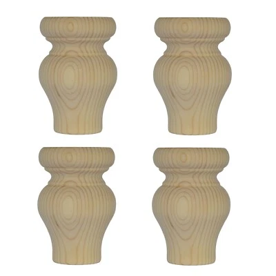 Paquete de 4 muebles de madera de pino pies de tulipán 83 mm Ø x 120 mm alto A4TF Foto 1 de 2