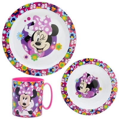 Disney Minnie Maus Kinder Geschirr-Set 3 tlg antirutsch Becher Teller Schüssel - Bild 1 von 4