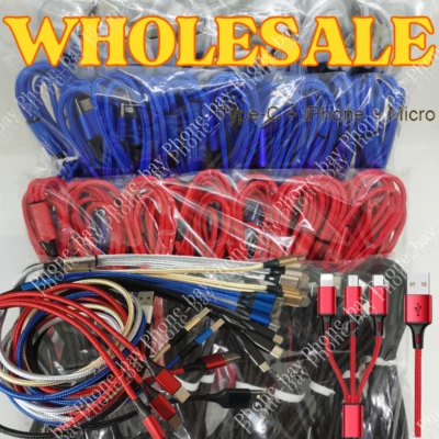 3 in 1 Multi Phone Charger Cord With Type C Micro USB Connectors Cell Phones Lot - Image 1 of 4