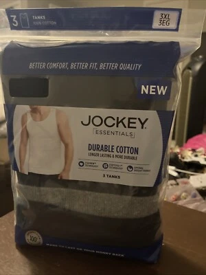 Jockey Essentials Mens Black, Gray Tanks 3 Pack Size 3XL New - Image 1 of 3