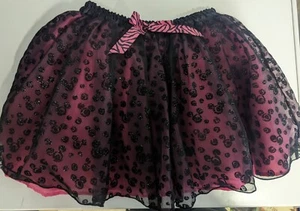 Disney Parks Authentic Girls Size L Tutu Skirt Pink And  Black with Mickey Shape - Picture 1 of 8