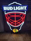 Chicago Blackhawks NHL hockey mask  bud light beer led light up sign bar new
