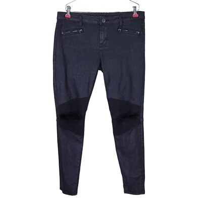 Pantalones de mezclilla Cult of Individuality para hombre talla 31 34X29 negros ajustados recubiertos encerados moto Foto 1 de 4