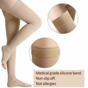 30-40mmHg Compression Open Toe Socks Thigh High Support Stockings Leg Sleeve US - Picture 1 of 10
