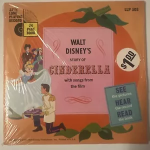 WALT DISNEY Cinderella 1965 SEALED 7" VINYL RECORD LLP 308 -1st Press - Picture 1 of 5
