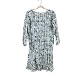 SOFT BY JOIE womens size L white snake print long sleeve drop waist ruffle dress - Picture 1 of 5