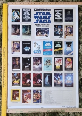 Lista de verificación de póster americano de una hoja de la saga Star Wars 1985 DE COLECCIÓN doble cara Foto 1 de 4