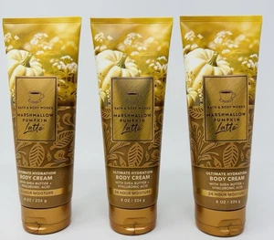 3 BATH & BODY WORKS MARSHMALLOW PUMPKIN LATTE BODY CREAM LOTION 8 OZ - Picture 1 of 1
