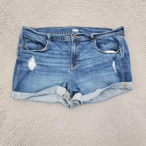 Old Navy Boyfriend Shorts Womens 16 Denim Distressed Rolled Cuff Casual Summer - Picture 1 of 10
