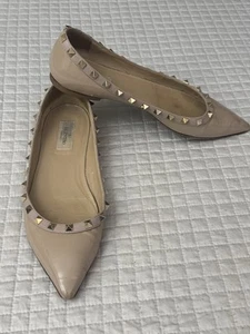 Valentino Rockstud Poudre Patent Leather Ballet Flats Size 39 - Picture 1 of 11