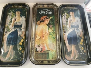 Set Of 3 Coca-cola Vintage Serving Trays - Picture 1 of 2