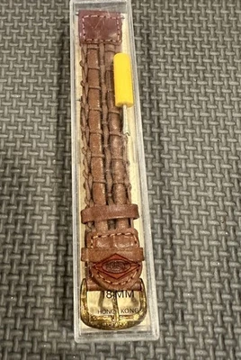 Новый оригинальный коричневый кожаный ремешок для часов OSSIL 18 мм из старых запасов - Изображение 1 из 3