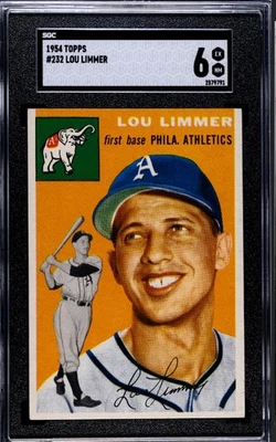 1954 Topps Lou Limmer #232 SGC 6 Philadelphia Athletics First Base - Image 1 of 2