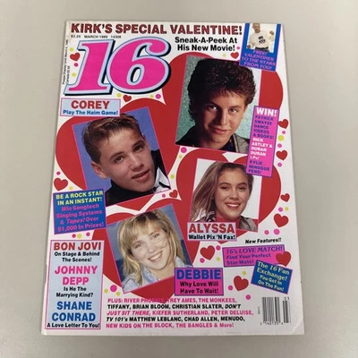 NM 16 Magazine - Mar 1989 - Monkees, Bon Jovi, Cameron, Milano, Gibson, Leblanc - Image 1 of 4