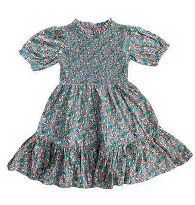 *Novo* Mini Vestido Giratório Boden Multi Floral Aurora Shirred Meninas Tamanho 6-7 - Imagem 1 de 3