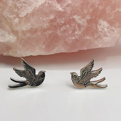 耳环 鸟耳钉 银色 麻雀 礼物 波西米亚珠宝 生日礼物 7/8 英寸 — 第 1/4 张图片