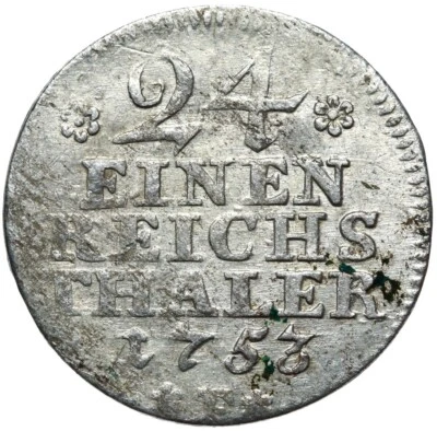 Prussia Frederick II. the large - 1/24 thaler 1753 F Magdeburg silver condition! - Image 1 of 2