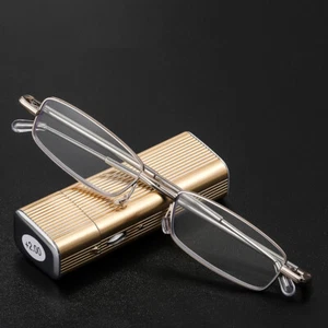 Fashionable Metal Reading Glasses Antenna Telescopic Foldable Small Lighter Box - Picture 1 of 13