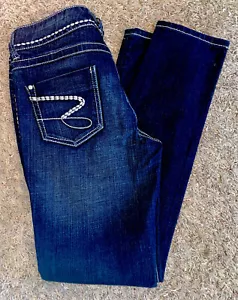 Seven7 Slimming dunkelblau Stretch Jeans Gr. 30 Nähte Glitzer NEU gerades Bein - Bild 1 von 10
