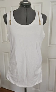 Michael Kors - White Stretch Tank,ruched side body - Women's - L - Picture 1 of 9