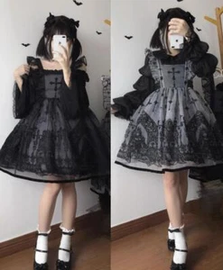 Vestido Cross Witch para mujer gótico Lolita JSK sin mangas suspendedor de una pieza - Imagen 1 de 12